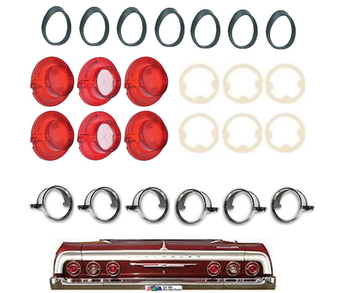 64 Chev Impala Tail Lamp LENS & Parts kit (6)